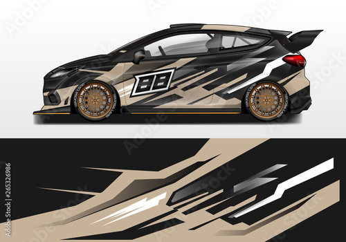 Car wrap decal design vector. Graphic abstract background kit designs for vehicle, race car, rally, livery 