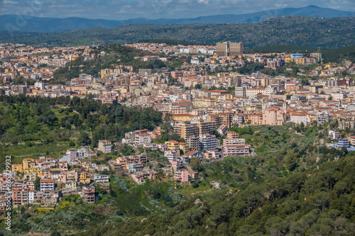 View of the city of Nuoro in Central Sardinia, Italy, from Monte Ortobene peak
