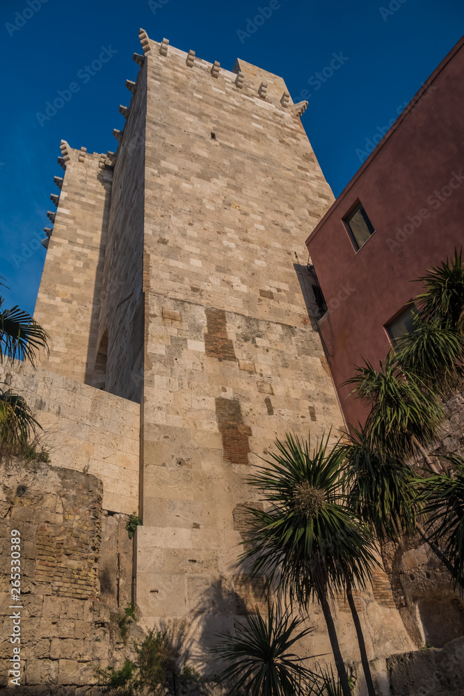 The Torre di San Pancrazio, a medieval tower nin the Castello district of Cagliari, Sardinia, Italy.