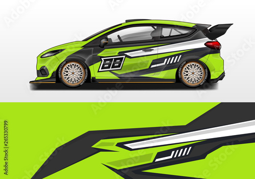 Car wrap decal design vector. Graphic abstract background kit designs for vehicle, race car, rally, livery 