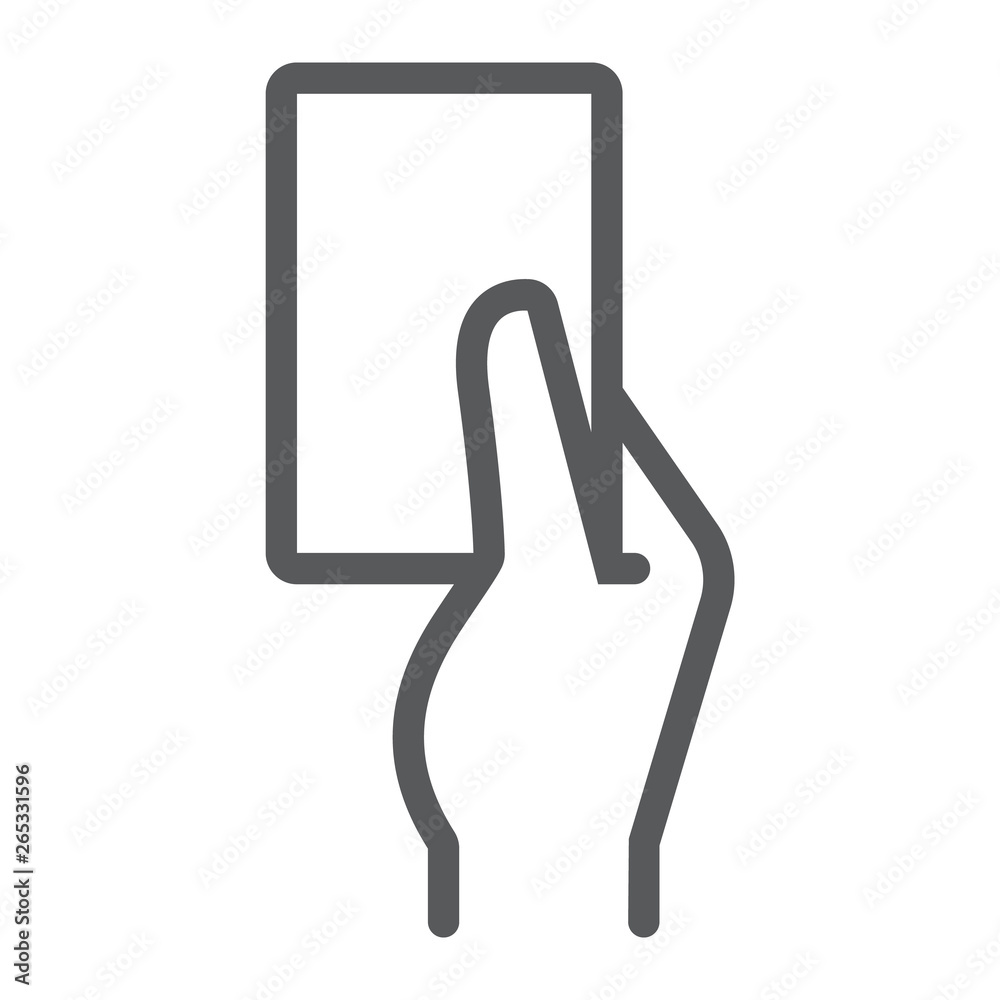 Referee card line icon, sport and soccer, red card sign, vector graphics, a linear pattern on a white background. Referee card line icon, sport and soccer, red card sign, vector graphics, a linear pattern on a white background.