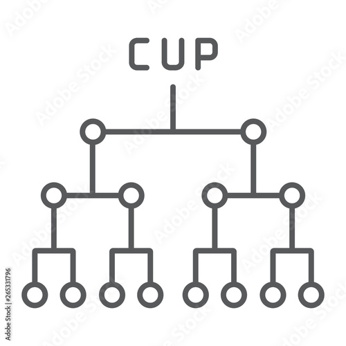 Soccer tournament thin line icon, league and sport, football graphic sign, vector graphics, a linear pattern on a white background.