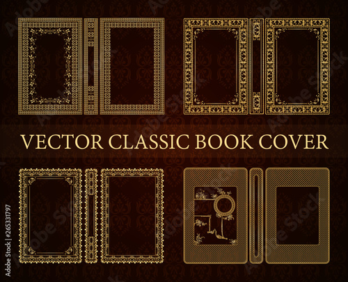 Vector classical book cover. Decorative vintage frame or border to be printed on the covers of books. Drawn by the standard size. Color can be changed in a few mouse clicks. photo