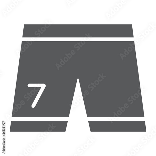 Football shorts glyph icon, clothes and sport, soccer shorts sign, vector graphics, a solid pattern on a white background.