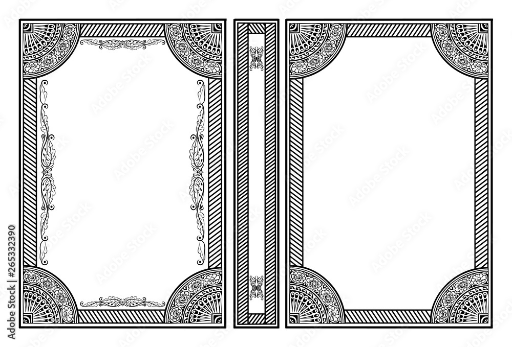 Vector classical book cover. Decorative vintage frame or border to be printed on the covers of books. Drawn by the standard size. Color can be changed in a few mouse clicks.