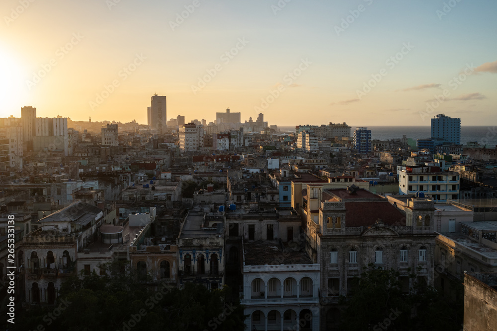 Sunset over the city of Havana, Cuba