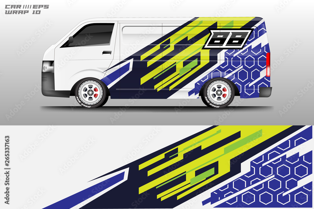 Van wrap design. Wrap, sticker and decal design for company. Vector format Van wrap design. Wrap, sticker and decal design for company. Vector format