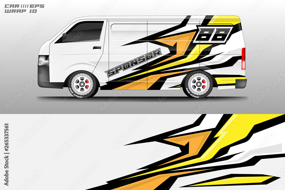 Van wrap design. Wrap, sticker and decal design for company. Vector format Van wrap design. Wrap, sticker and decal design for company. Vector format