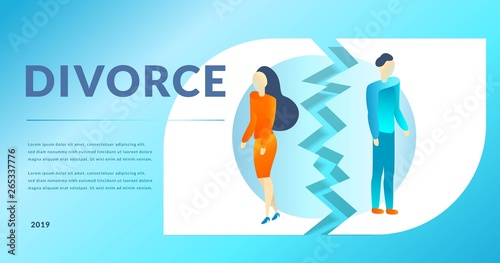 Break up of relationship. Divorsment concept modern illustration. eps10