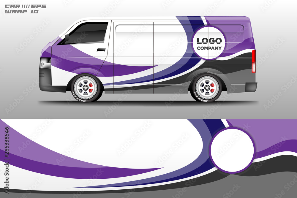 Van decal cargo and car wrap vector . Graphic abstract background livery Van decal cargo and car wrap vector . Graphic abstract background livery