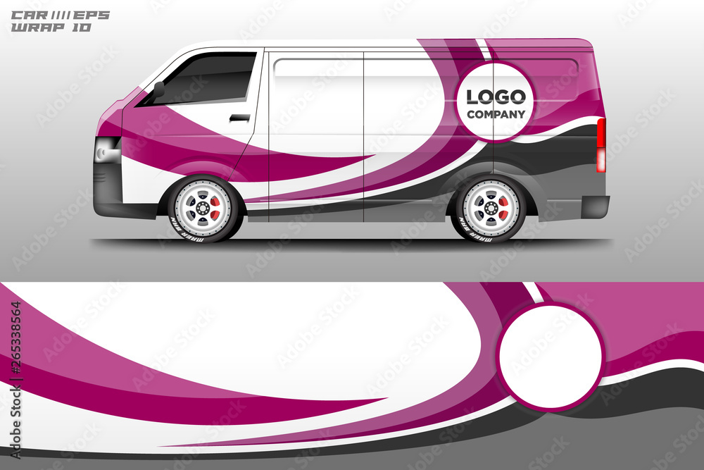Van decal cargo and car wrap vector . Graphic abstract background livery Van decal cargo and car wrap vector . Graphic abstract background livery