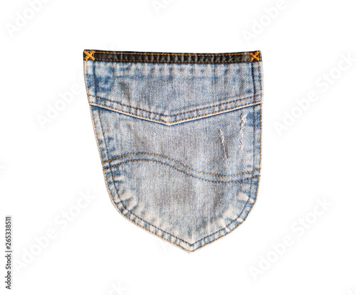 denim blue jeans back pocket isolated on white background