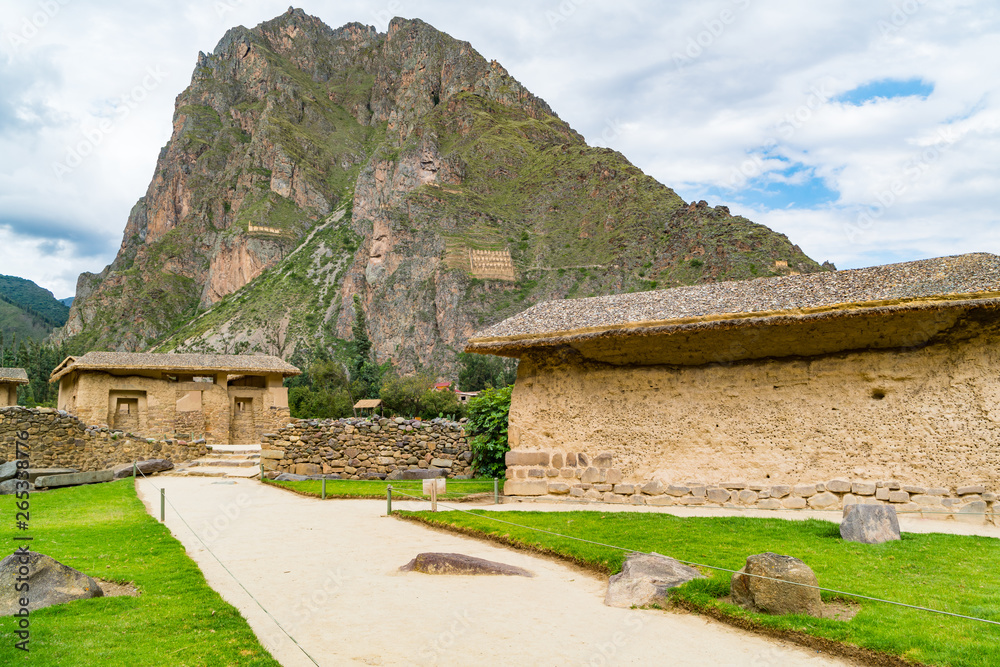 Inca ruins at Ollantaytambo in sacred valley