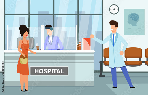 Visit to Medical Hospital, Vector Illustration. 