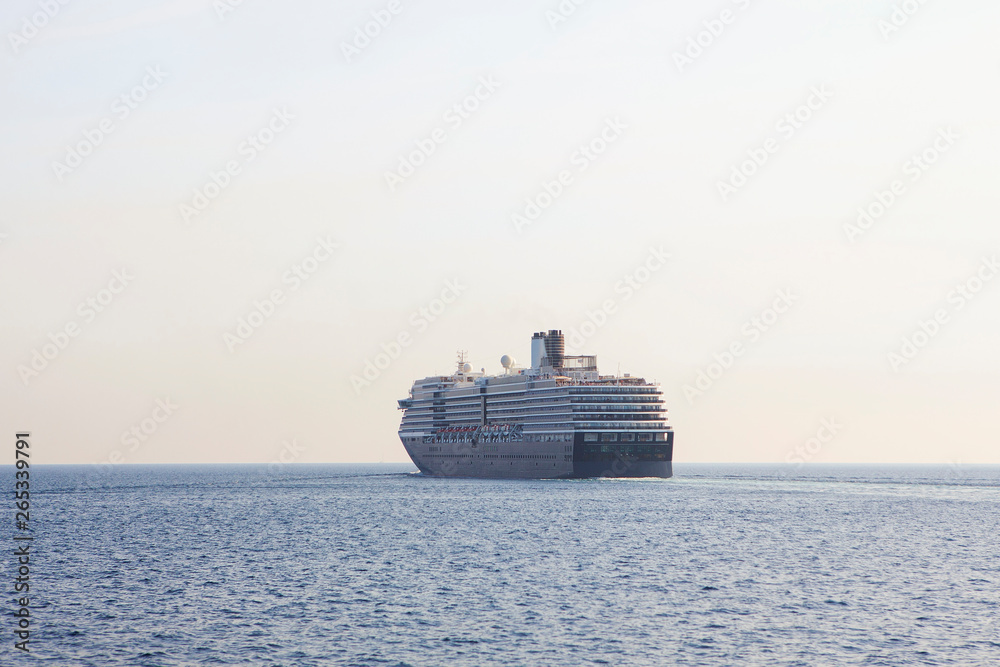 Large cruise liner sailing in open sea