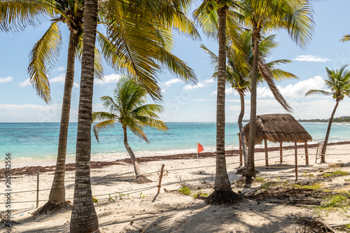 Tropical destination for vacation. Paradise beaches at Cancun, Mexico. Caribbean coast. Yucatan Peninsula