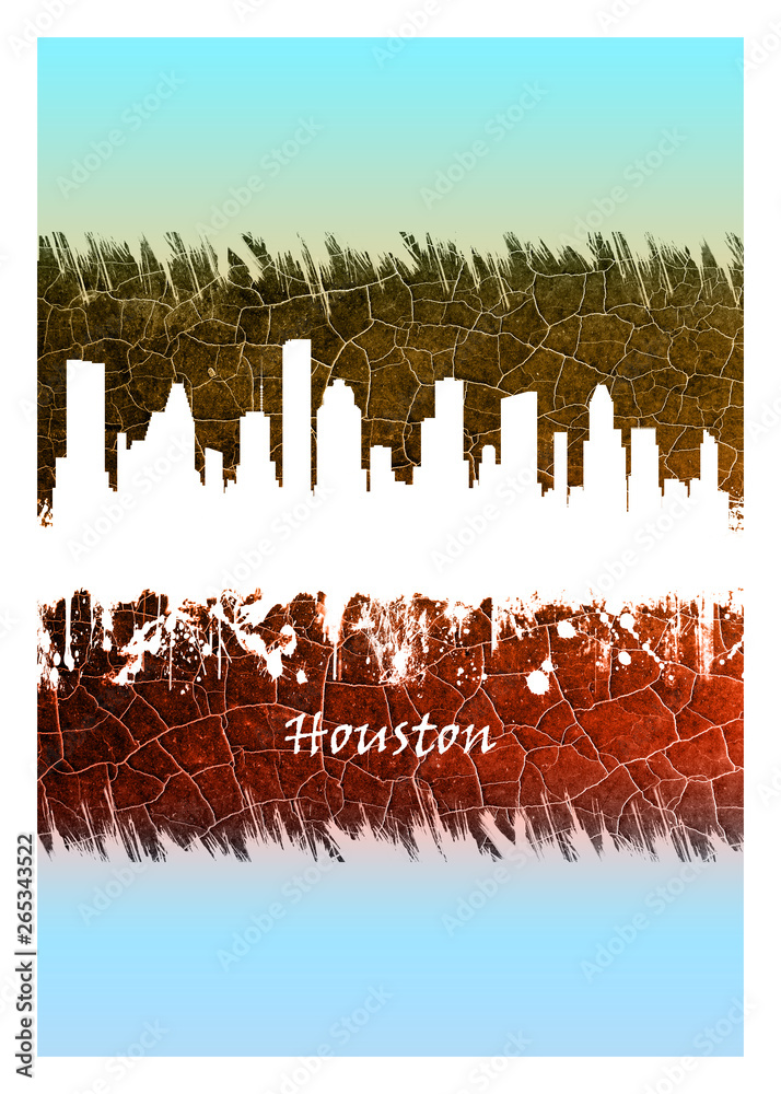 Obraz premium Houston skyline Blue and White