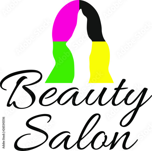 Logo for women’s hair salon, hairdresser. Icon of fashion, beauty salon. Silhouette of a female hairstyle.  Beautiful girl hair.