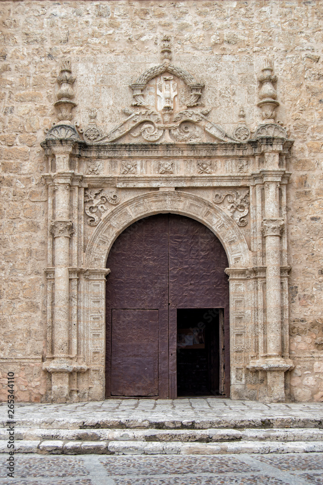 Renaissance door of the church of the Holy Sacrament in Torrijos, province of Toledo. Castilla la Mancha. Spain