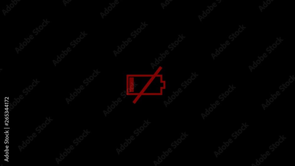 The battery is low, the red crossed out battery The battery is low, the red crossed out battery