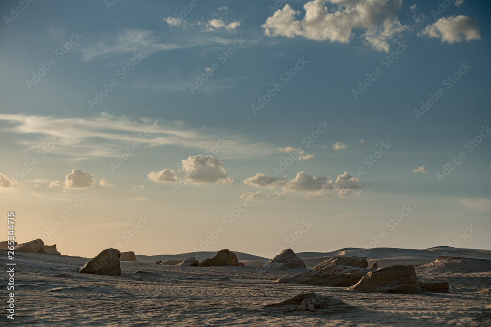sand dunes at sunset in the sahara desert, Tunisia