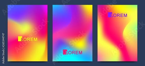 Creative vector template for brochure, leaflet, flyer, cover, catalog, banner, card. Abstract fluid gradient shapes vector trendy liquid colors backgrounds set. Grid texture vector illustration.