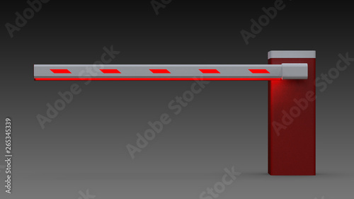 Automatic barrier with an boom. Paid parking. 3D Rendering