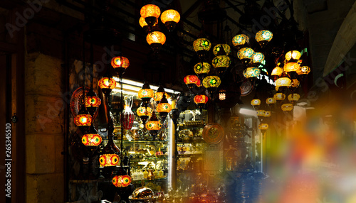 Traditional colorful stained glass lamps.