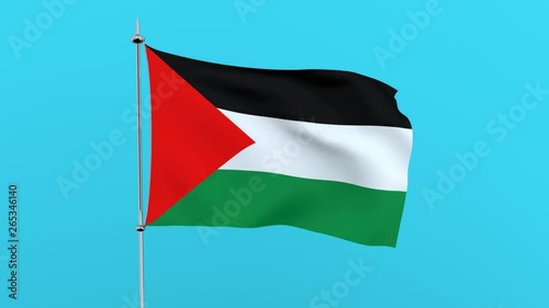 Flag of the country   Palestine on blue background. 3D rendering