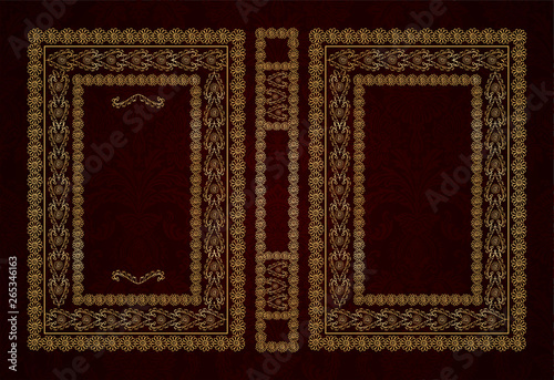 Vector classical book cover. Decorative vintage frame or border to be printed on the covers of books. Drawn by the standard size. Color can be changed in a few mouse clicks.