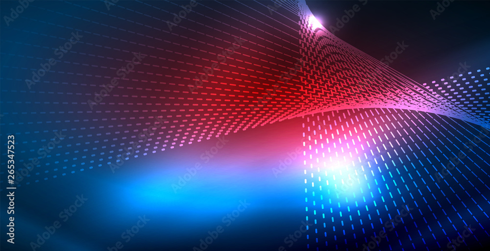 Fototapeta premium Color neon lights with waves abstract background