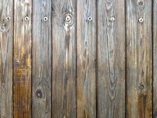 Wood material planks. Weathered hardwood with signs of aging and rusty nails