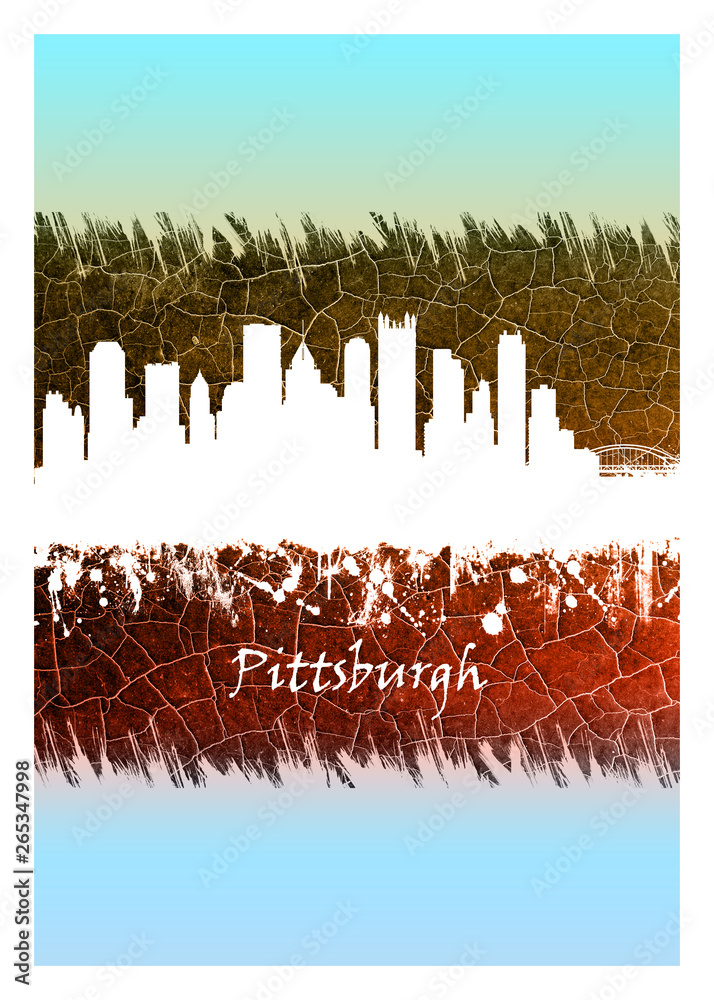 Obraz premium Pittsburgh skyline Blue and White