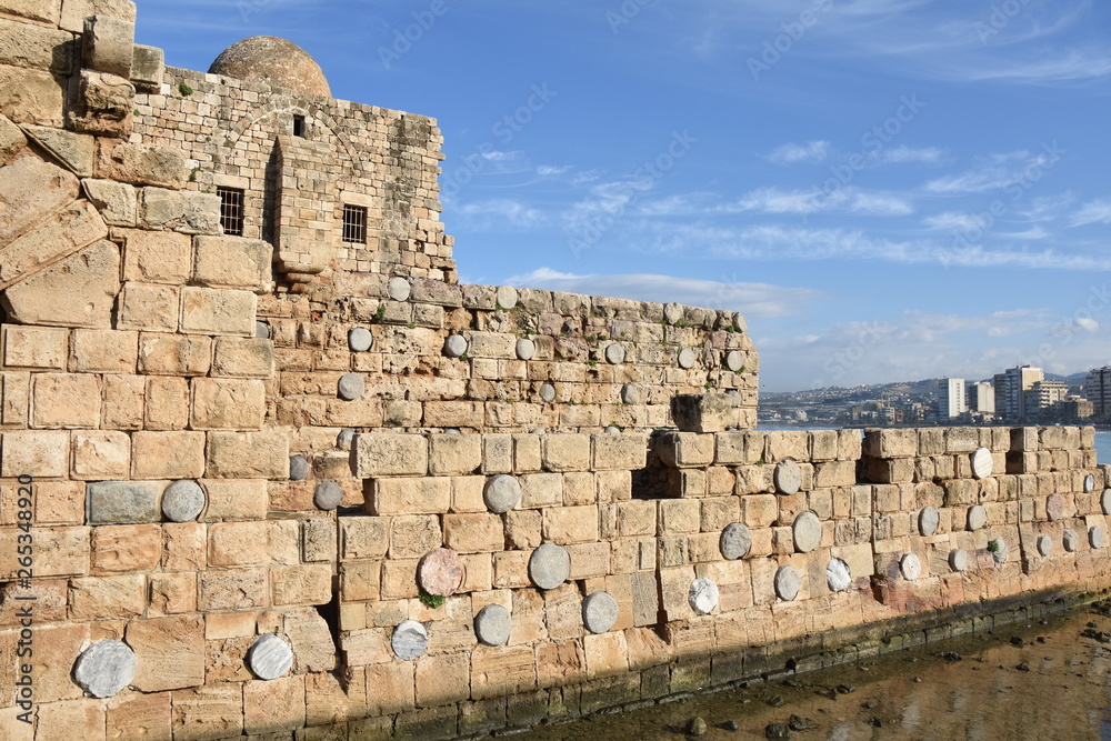 Crusader Castle Right Side Detail with Sidon City View, Lebanon 2