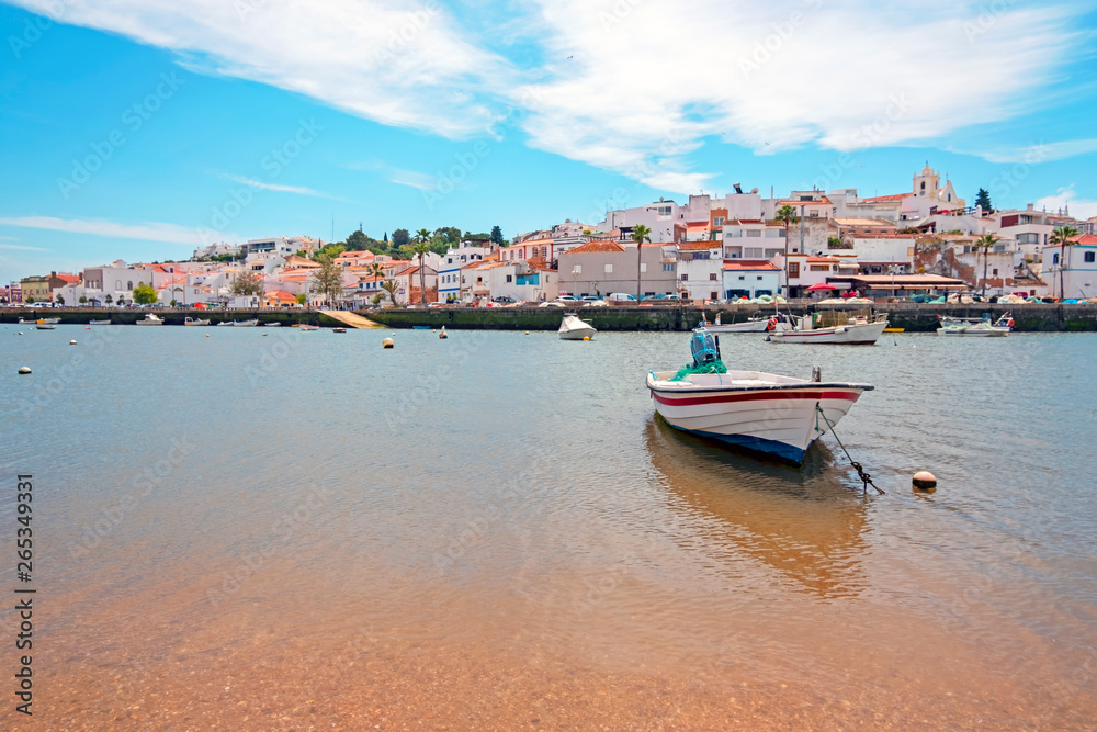 View on the traditional village Ferragudo in the Algarve Portugal