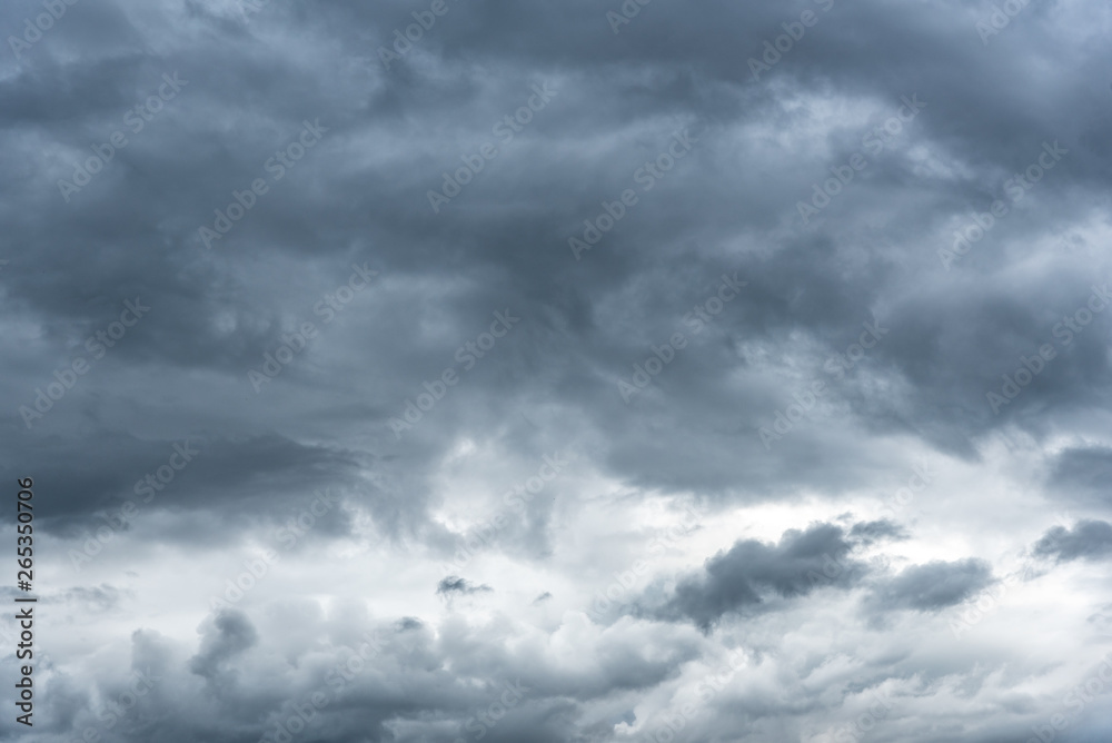 Dark rainy cloudy sky.