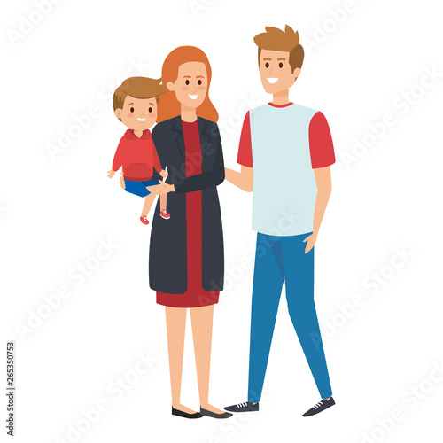 parents couple with son characters