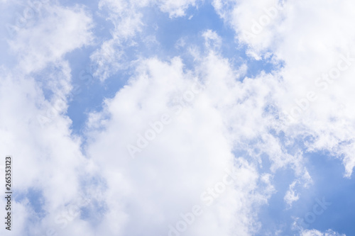 Sky landscape. Blue sky background with white dramatic clouds, dramatic cloudy sky scene. Sky landscape panorama, picturesque clouds in the sky