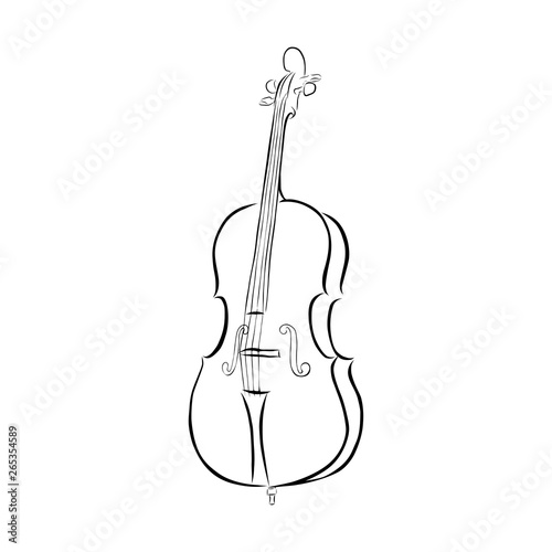 Line art cello musical instrument, vector