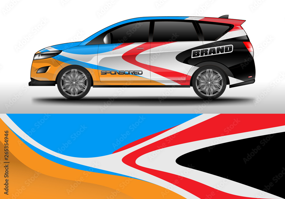 Wrap car racing designs vector . Background designs decal