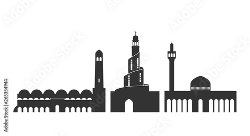 Qatar logo. Isolated Qatari architecture on white background