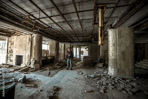 Inside the hotel in abandoned Pripyat city in Chernobyl Exclusion Zone, Ukraine