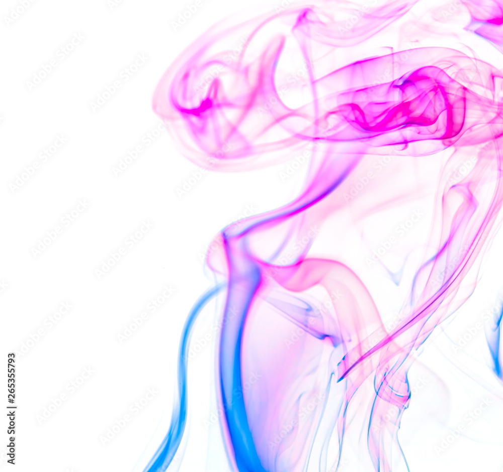 Colored smoke on white background