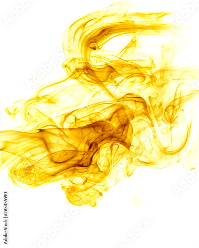 Yellow smoke on white background