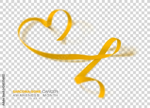 Sarcoma and Bone Cancer Awareness Week. Yellow Color Ribbon Isolated On Transparent Background. Vector Design Template For Poster.