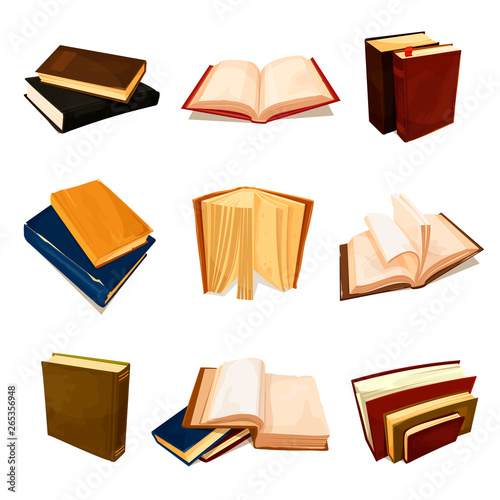 Old books set, literature and library symbol