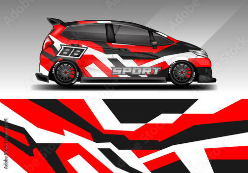 Car wrap decal design vector. Graphic abstract background kit designs for vehicle