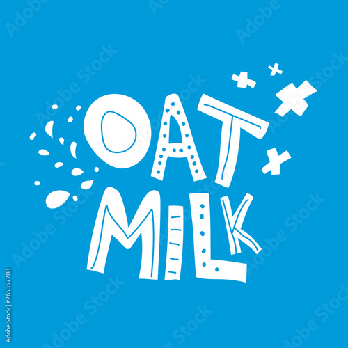 Oat milk hand drawn flat vector lettering