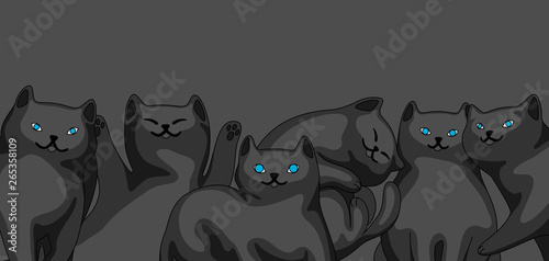 Background with cartoon black cats.