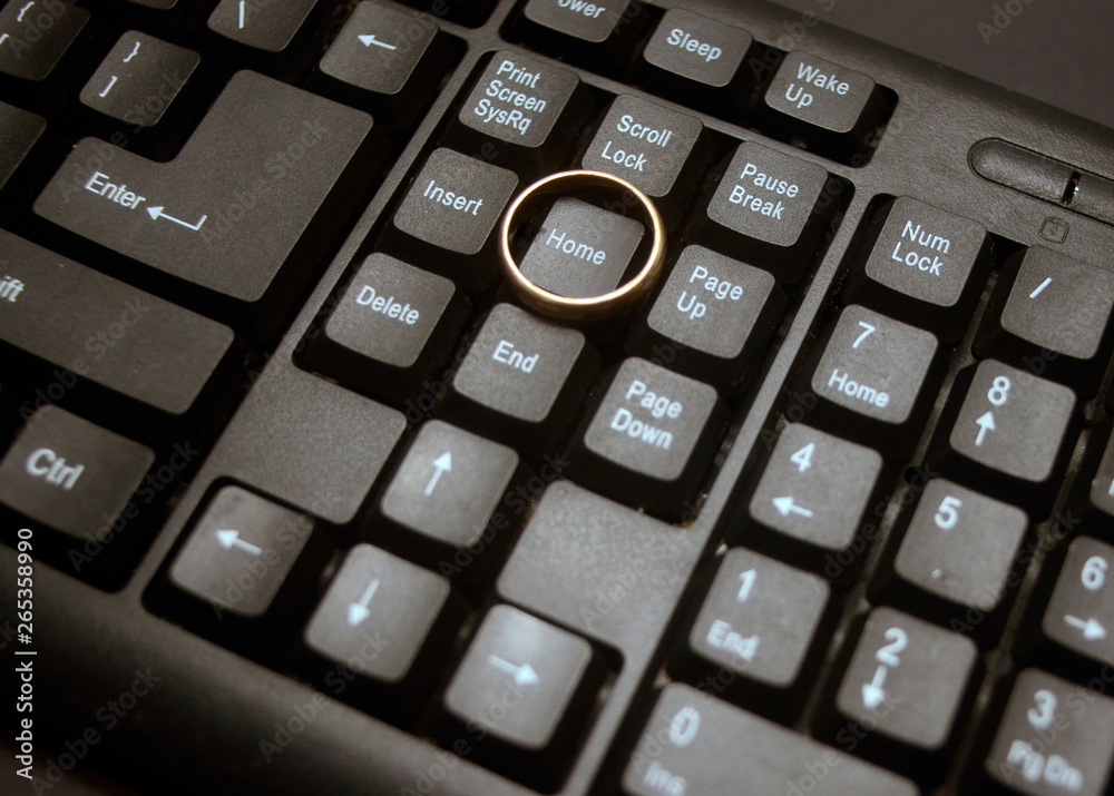 Ring at home button on black keyboard Ring at home button on black keyboard